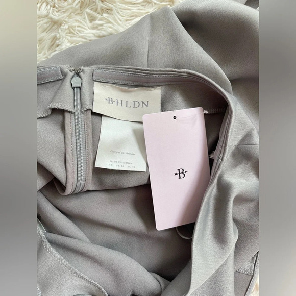 NWT Anthropologie BHLDN Ruby Satin Charmeuse Dress hatter backless maxi grey 8 - Picture 11 of 16